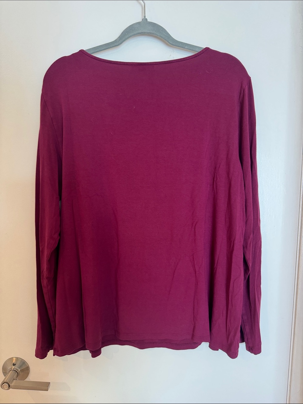 Eileen Fisher Long Sleeve Scoop Neck Top - Wine - Picture 6 of 6
